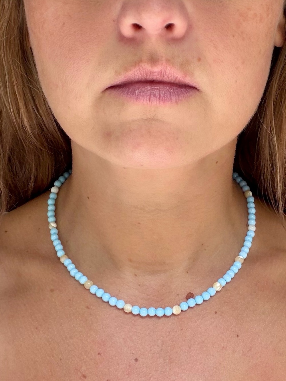 Light Blue Beaded Women's Necklace